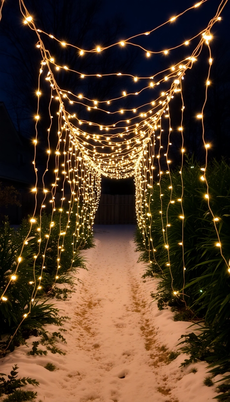 20 Jaw-Dropping Outdoor Christmas Decorations That'll Light Up Your Neighborhood! - 1. Enchanted Light Tunnel