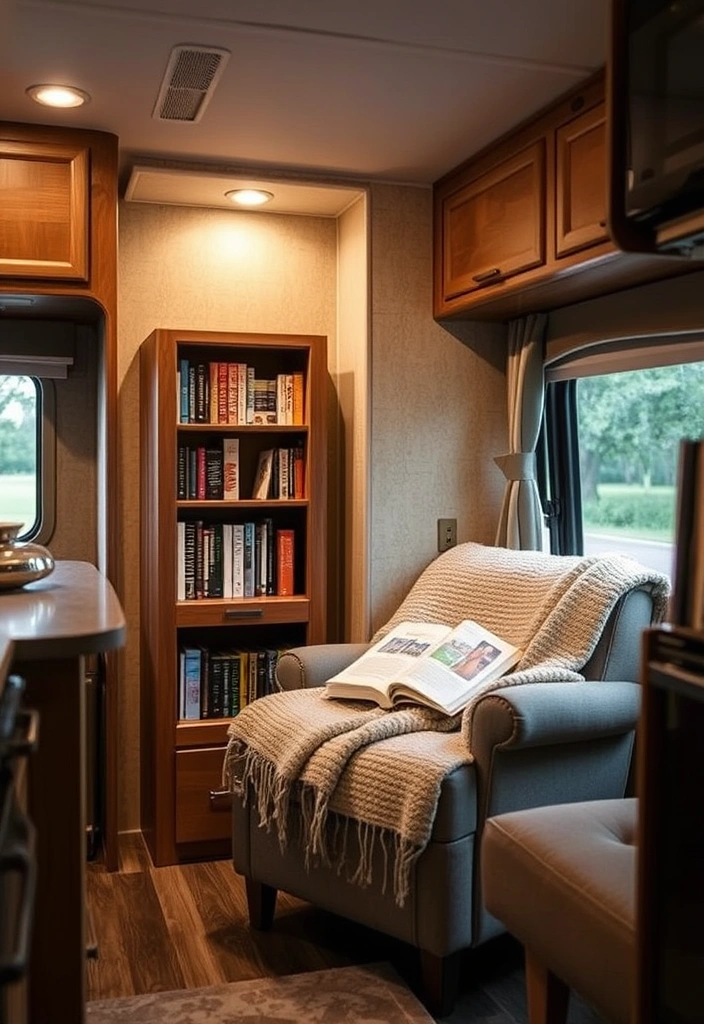 25 Cozy RV Decor Ideas That Will Make You Feel Right at Home on the Road! - 17. Cozy Reading Nook