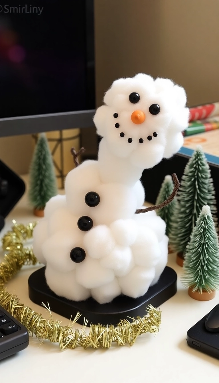 21 Christmas Desk Decorations That'll Transform Your Workspace into a Winter Wonderland! - DIY Snowman Desk Organizer