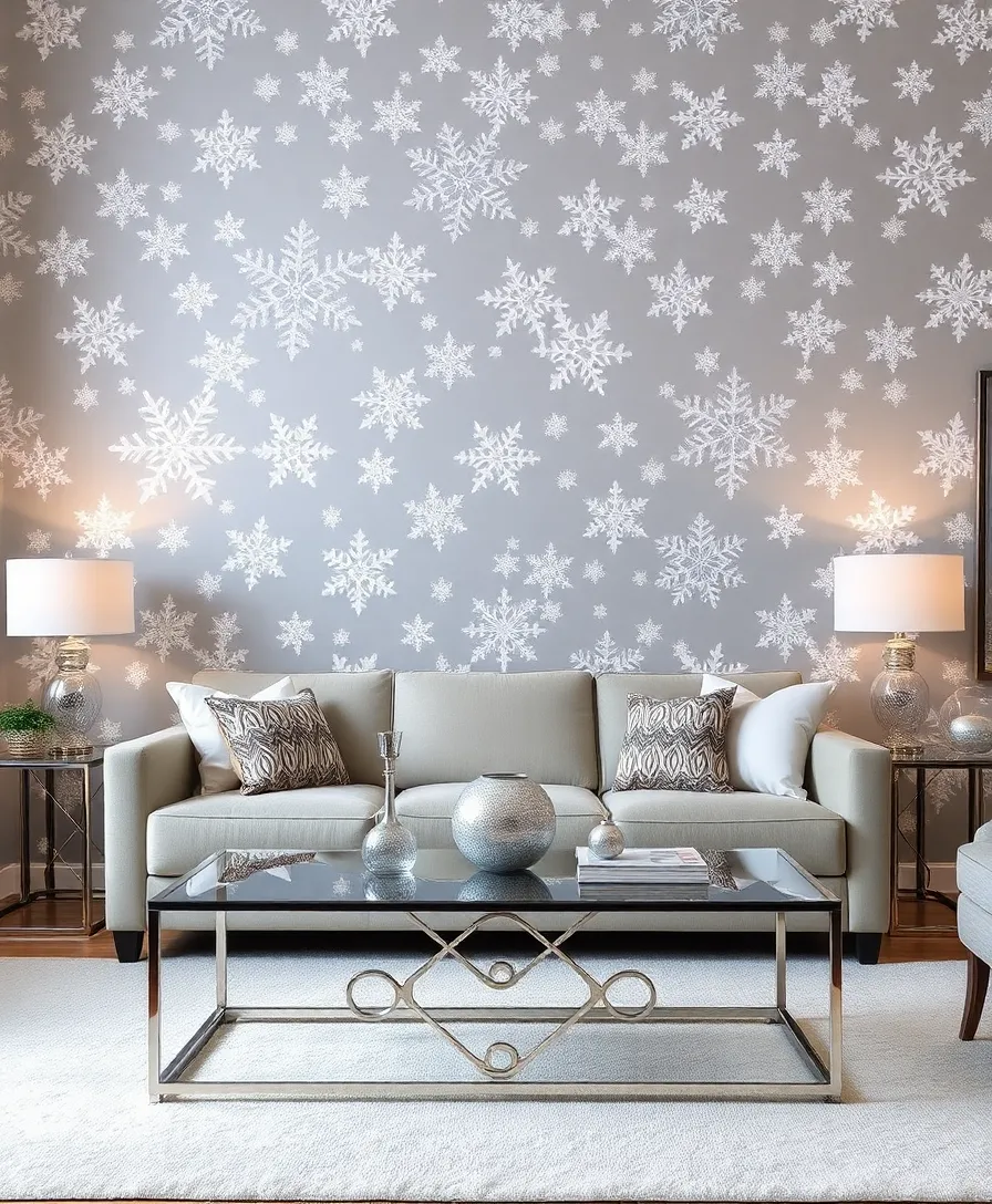 15 Adorable Christmas Wallpapers to Transform Your Living Room into a Winter Wonderland! - 10. Elegant Silver Snowflakes