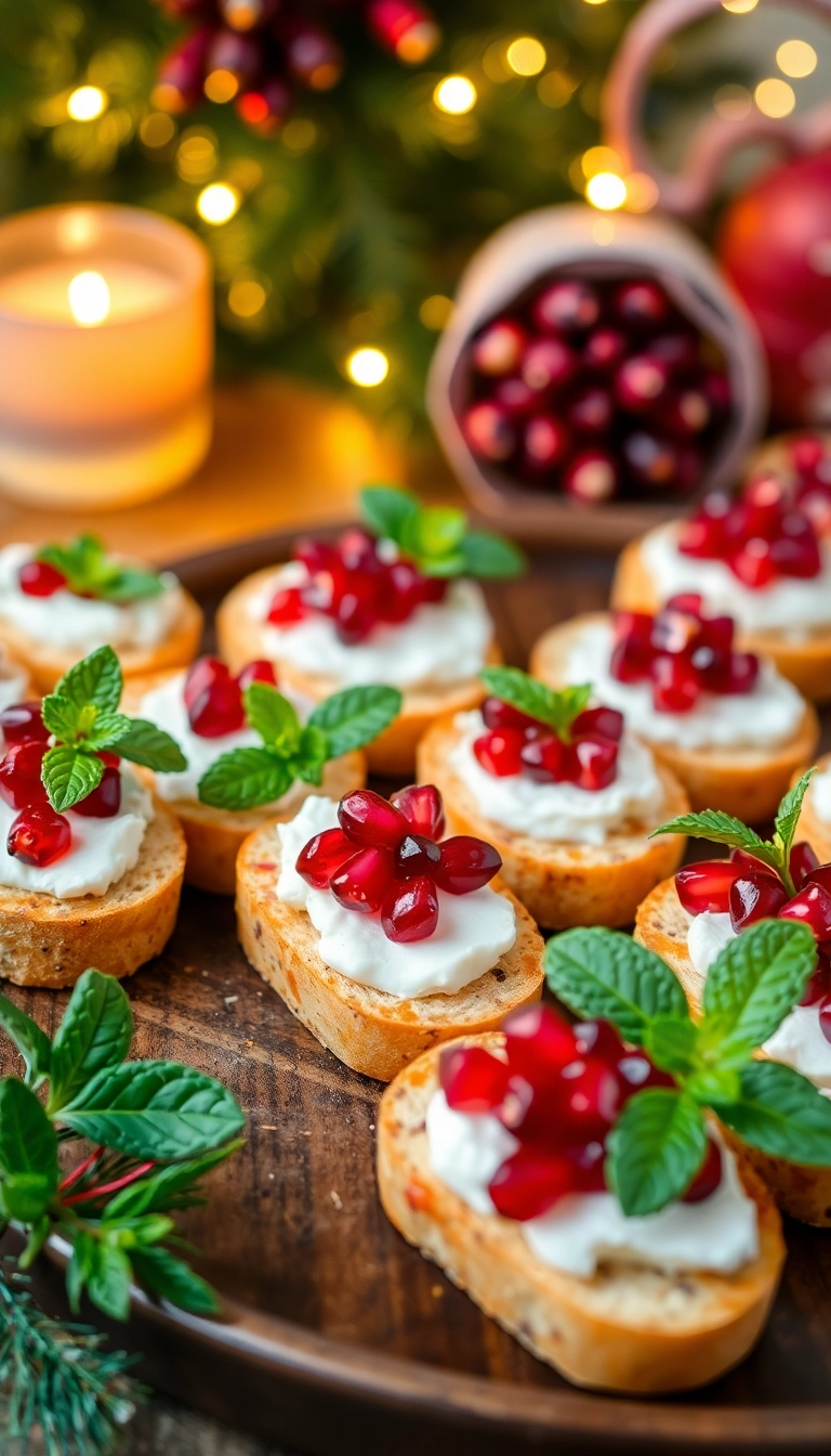 22 Festive Appetizers to Make Your Christmas Party Unforgettable (Don't Miss #7!) - 6. Pomegranate and Goat Cheese Crostini