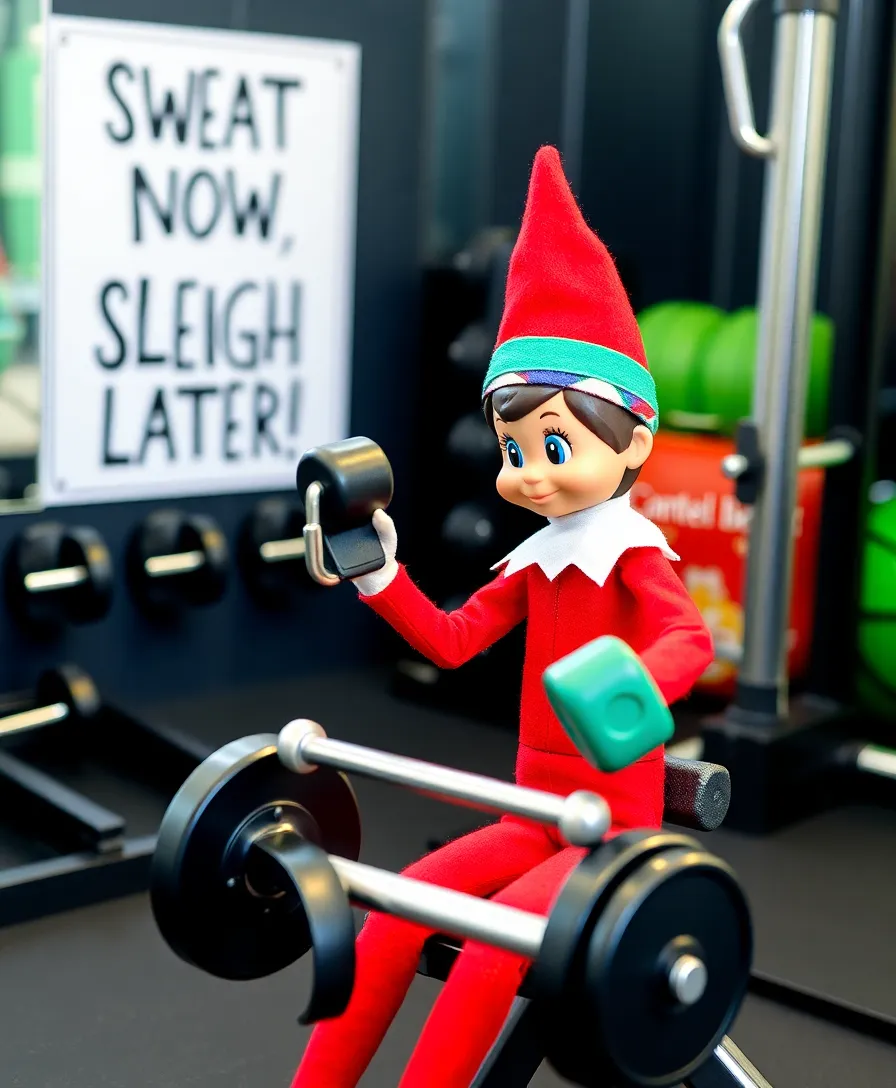 10 Outrageously Funny Elf on the Shelf Ideas for Adults This Holiday Season! - 5. Elf Goes to the Gym