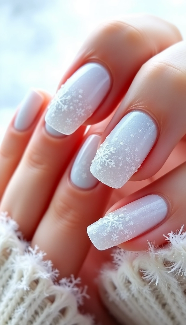 21 Jaw-Dropping Winter Nail Designs That Will Leave You Speechless (Don't Miss #8!) - 1. Frosted Winter Wonderland