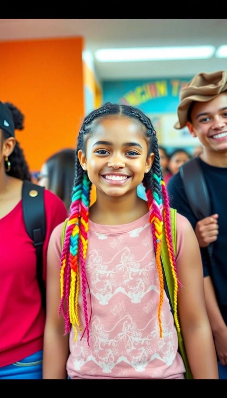 21 Cute and Easy Hairstyles for School That Will Make You the Trendsetter! - 14. Colorful Braids