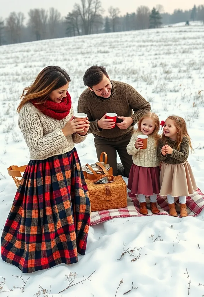 12 Matching Women's Winter Fashion Ideas for Family Photos That Will Make You Look Amazing Together! - 11. Layered Skirts and Sweaters