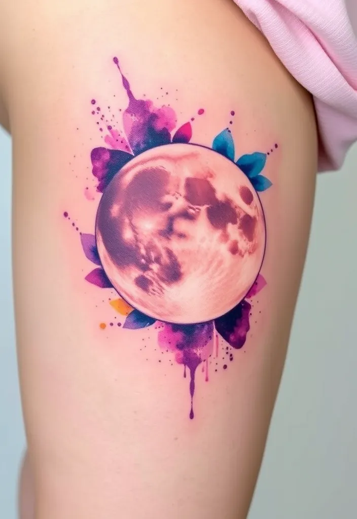 15 Stunning Moon Tattoo Designs That Will Inspire Your Next Ink Adventure! - 6. Watercolor Moon