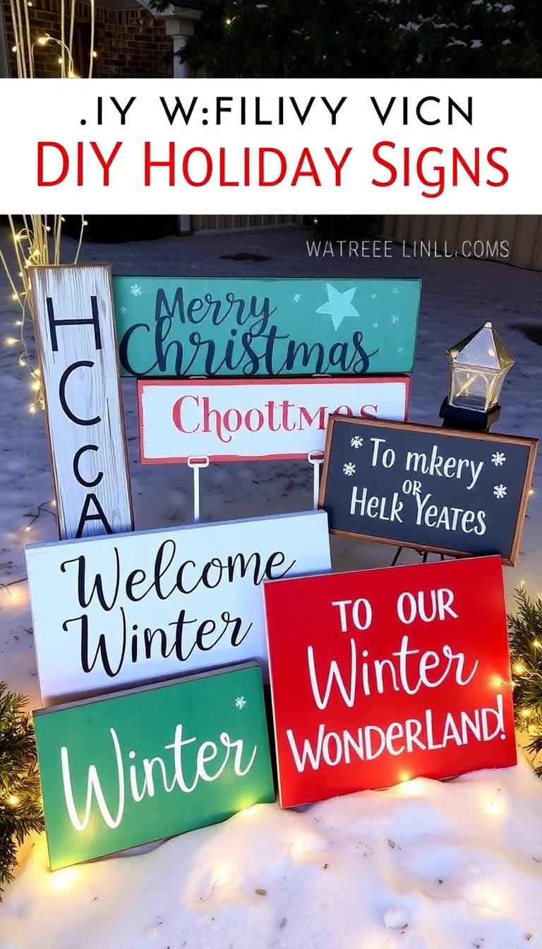 21 DIY Outdoor Christmas Decorations Ideas That Will Make Your Neighbors Jealous! - 9. DIY Holiday Signs