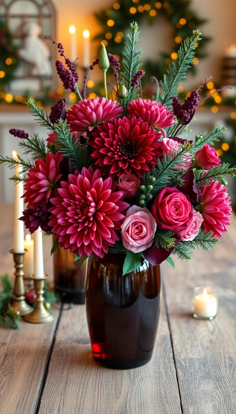 21 Creative Burgundy Christmas Inspiration Ideas That Will Leave Your Guests in Awe! - Burgundy Floral Arrangements