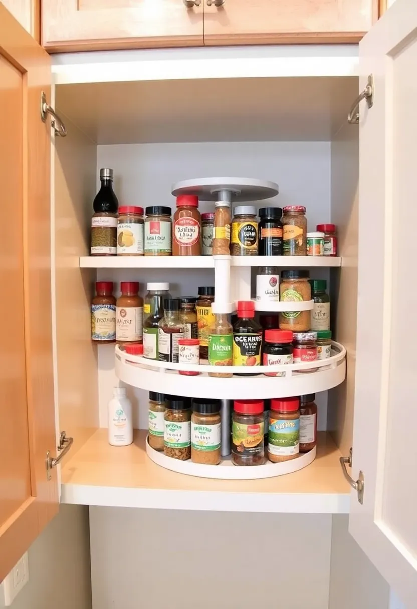 19 DIY Organization Hacks That'll Declutter Your Home in No Time (#15 Is Genius!) - 17. Lazy Susan in Cabinets