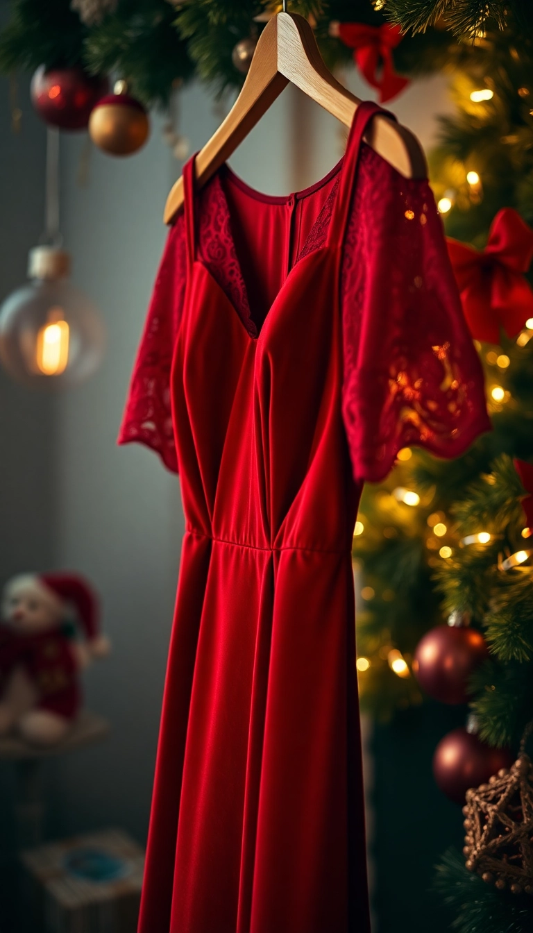 15 Festive Xmas Outfits for Women That'll Make You the Star of the Party! - 1. The Classic Red Velvet Dress