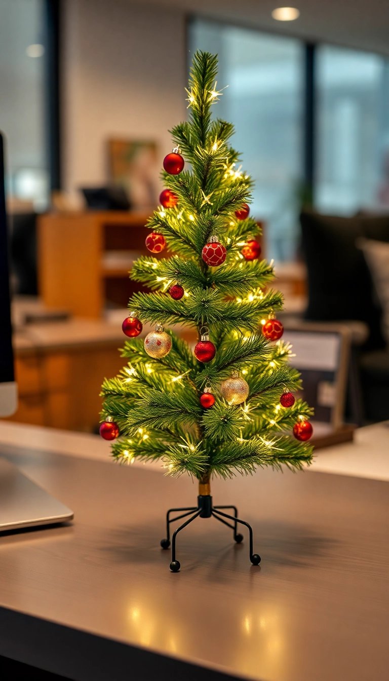 21 Christmas Desk Decorations That'll Transform Your Workspace into a Winter Wonderland! - Miniature Christmas Tree