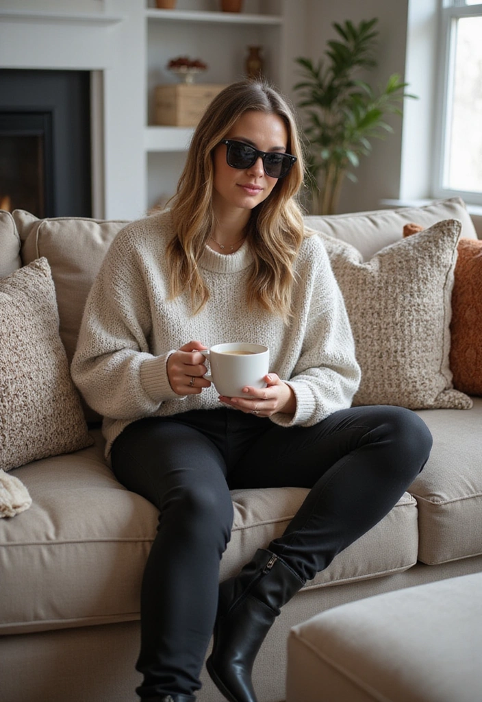 15 Casual Outfit Ideas That'll Make You Look Effortlessly Chic! - 3. Cozy Knit Sweater & Leggings