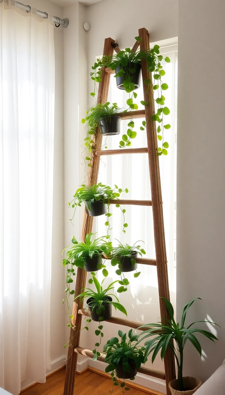 15 Stunning Upcycled Furniture Ideas You Can Make This Weekend (Wait Until You See #9!) - 5. Ladder Plant Stand