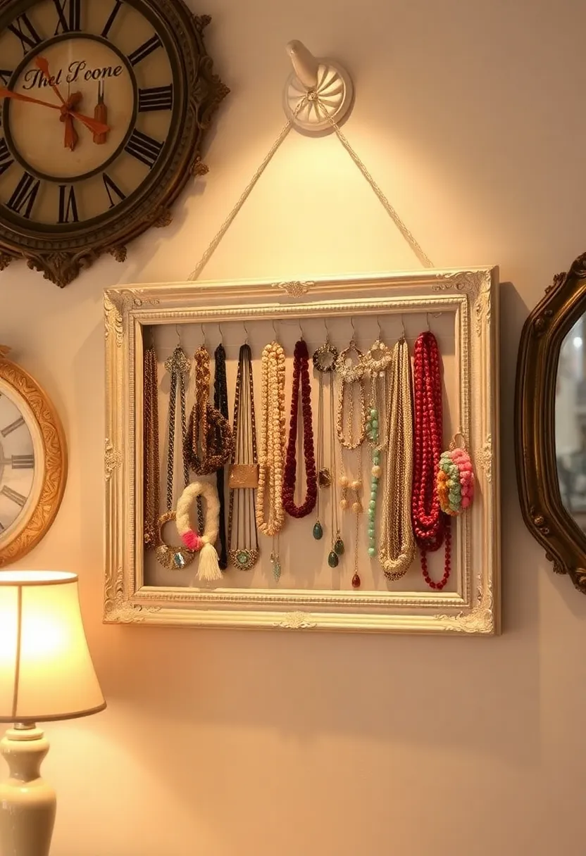 20 Upcycled Decor Ideas That'll Inspire Your Inner Vintage Lover! - 20. Old Frame Jewelry Display