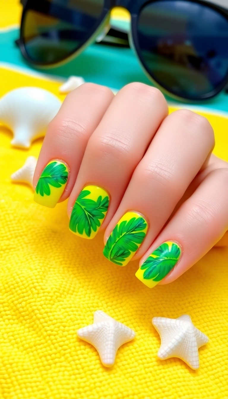 24 Punchy Nail Designs That'll Make You Want to DIY Right Now! - 4. Tropical Leaf Prints