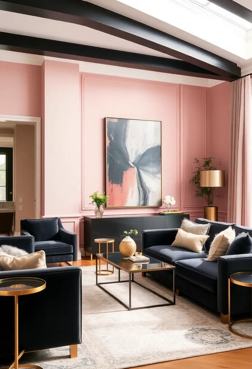10 Accent Walls That Prove Boldness and Elegance Can Coexist Beautifully! - 7. Soft Blush with Dramatic Elements