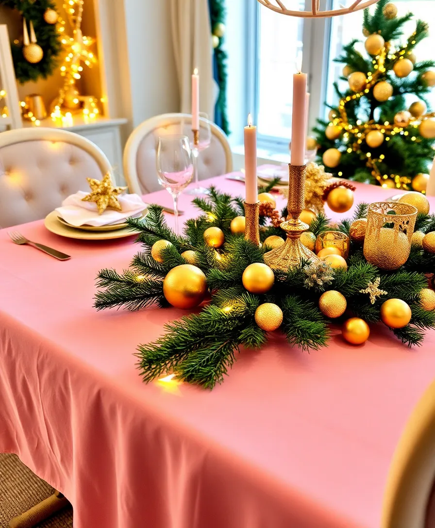 Elegant Pink and Gold Tablescape Designs to Elevate Your Home Decor - 4. Festive Holiday Celebration