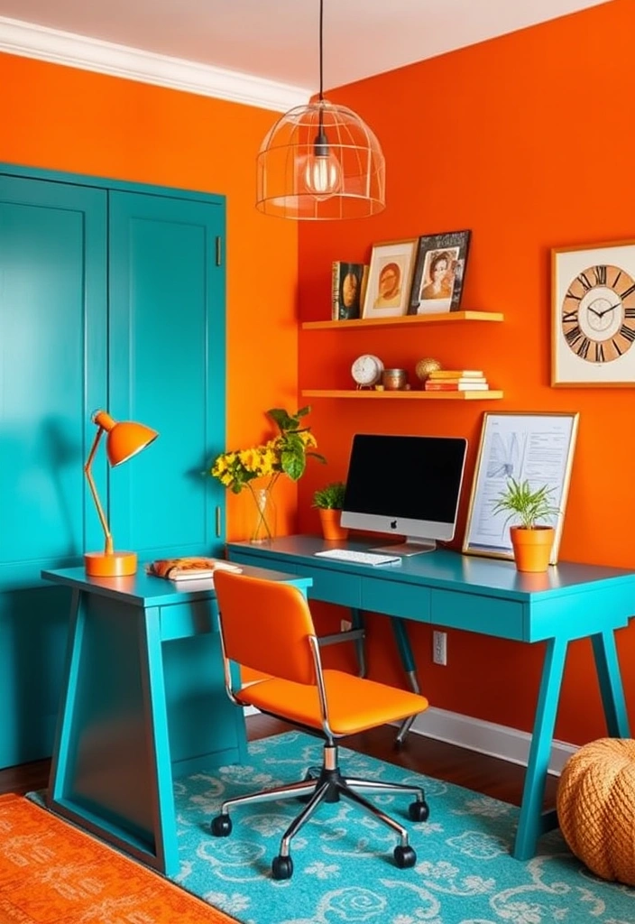 19 Gorgeous Mid-Century Modern Color Palettes That Will Inspire Your Next Project (You’ll Love #10!) - 14. Vibrant Orange and Teal