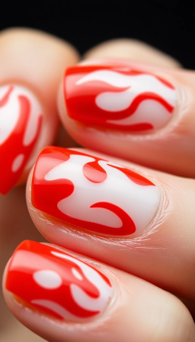 23 Fire Nail Inspirations That Will Ignite Your Creativity! - 16. Flame Stencils