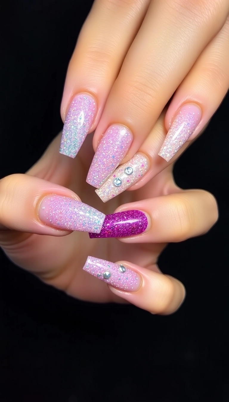 23 Gorgeous Acrylic Nail Ideas That'll Make Heads Turn (Especially #8!) - 2. Glitter Galore