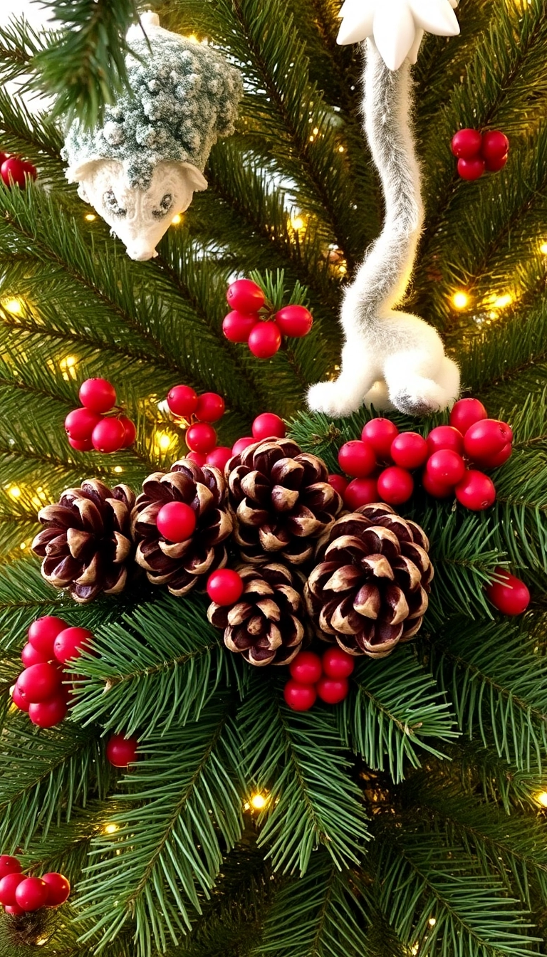 12 Eco-Friendly Christmas Tree Decoration Ideas That Are Good for the Planet! - 3. Pinecone and Berry Accents