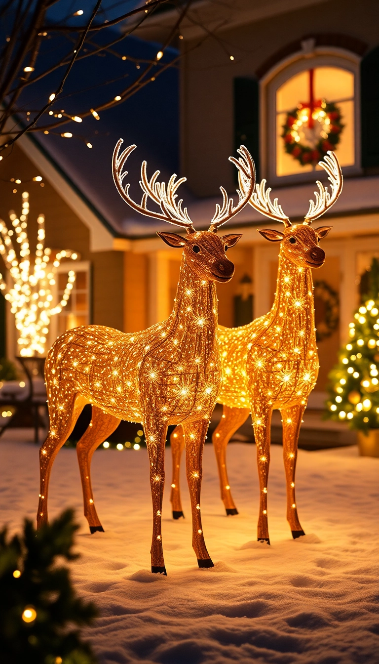 20 Jaw-Dropping Outdoor Christmas Decorations That'll Light Up Your Neighborhood! - 3. Illuminated Reindeer