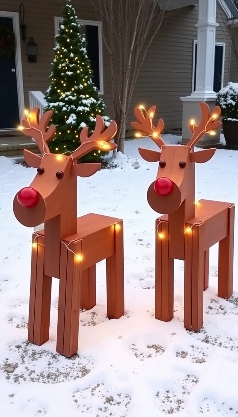 21 DIY Outdoor Christmas Decorations That'll Make Your Neighbors Jealous! - 6. DIY Reindeer from Pallets