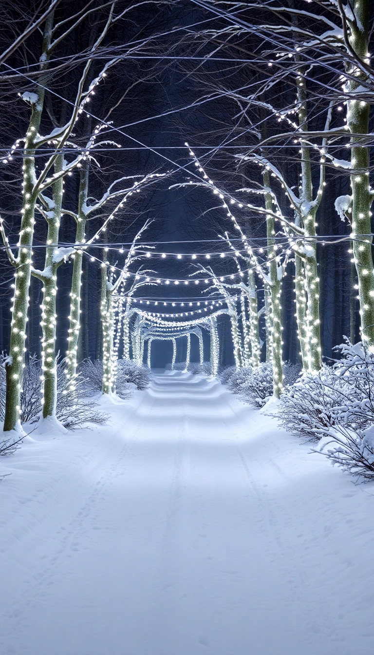 20 Jaw-Dropping Outdoor Christmas Decorations That'll Light Up Your Neighborhood! - 13. Snowy Forest Path