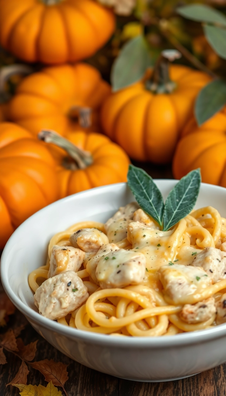 21 Low-Calorie Chicken Pasta Recipes You Can’t Resist (Especially #13!) - 17. Chicken and Pumpkin Pasta