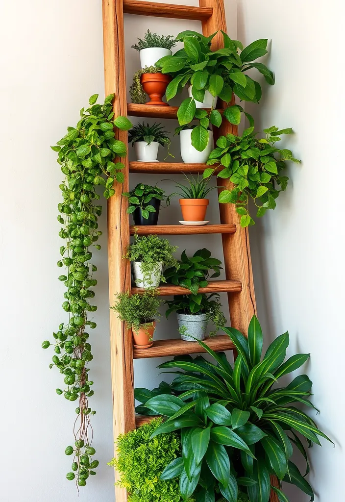 15 Creative Ways to Use Plants in Your Home Decor (Prepare to Be Inspired!) - 10. Create a Plant Ladder Display