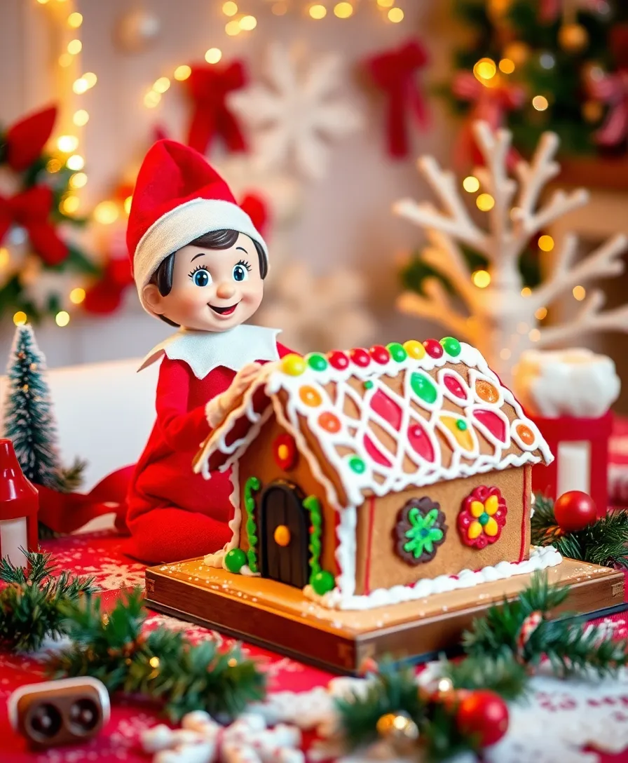 18 Easy Elf on the Shelf Ideas for Toddlers (Get Ready for Giggles with #14!) - 12. Elf Decorating a Gingerbread House