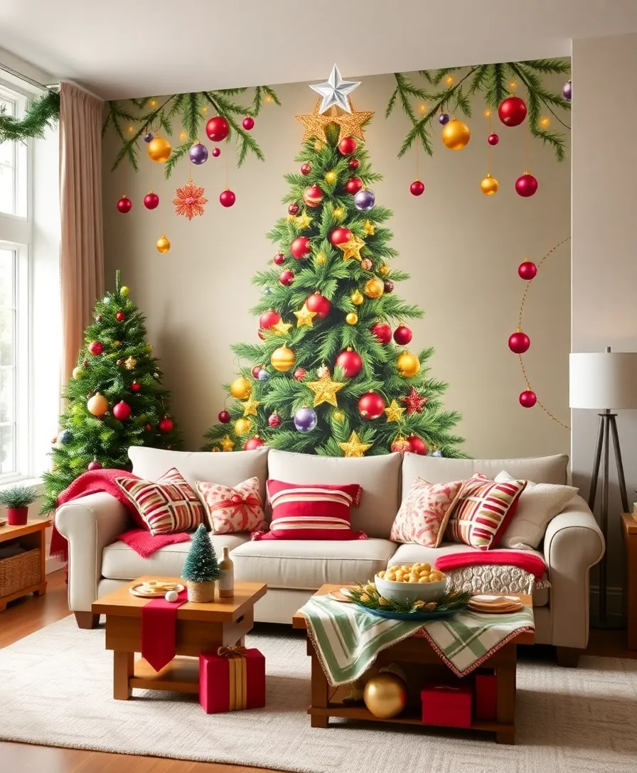 15 Adorable Christmas Wallpapers to Transform Your Living Room into a Winter Wonderland! - 11. Joyful Christmas Trees