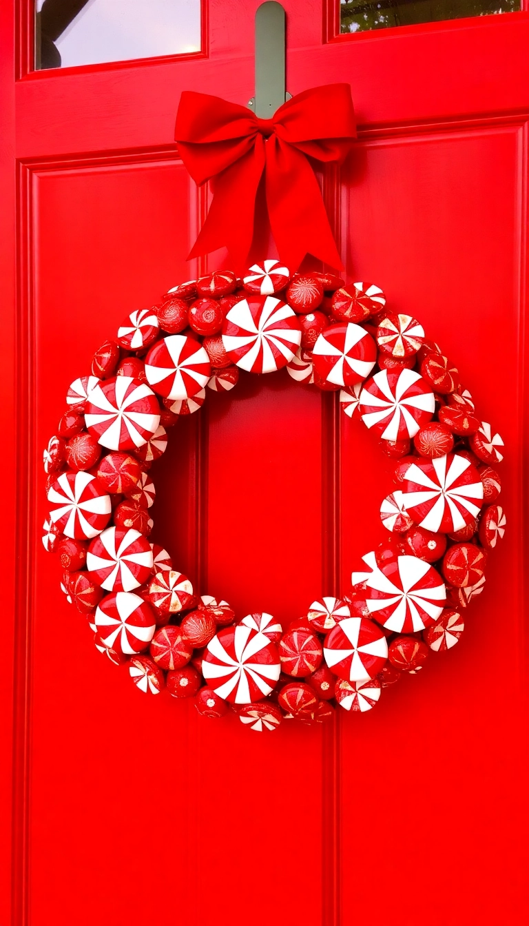 21 Peppermint Christmas Decorations That'll Sweeten Your Holiday Spirit (Wait Until You See #13!) - 1. Peppermint Candy Wreath