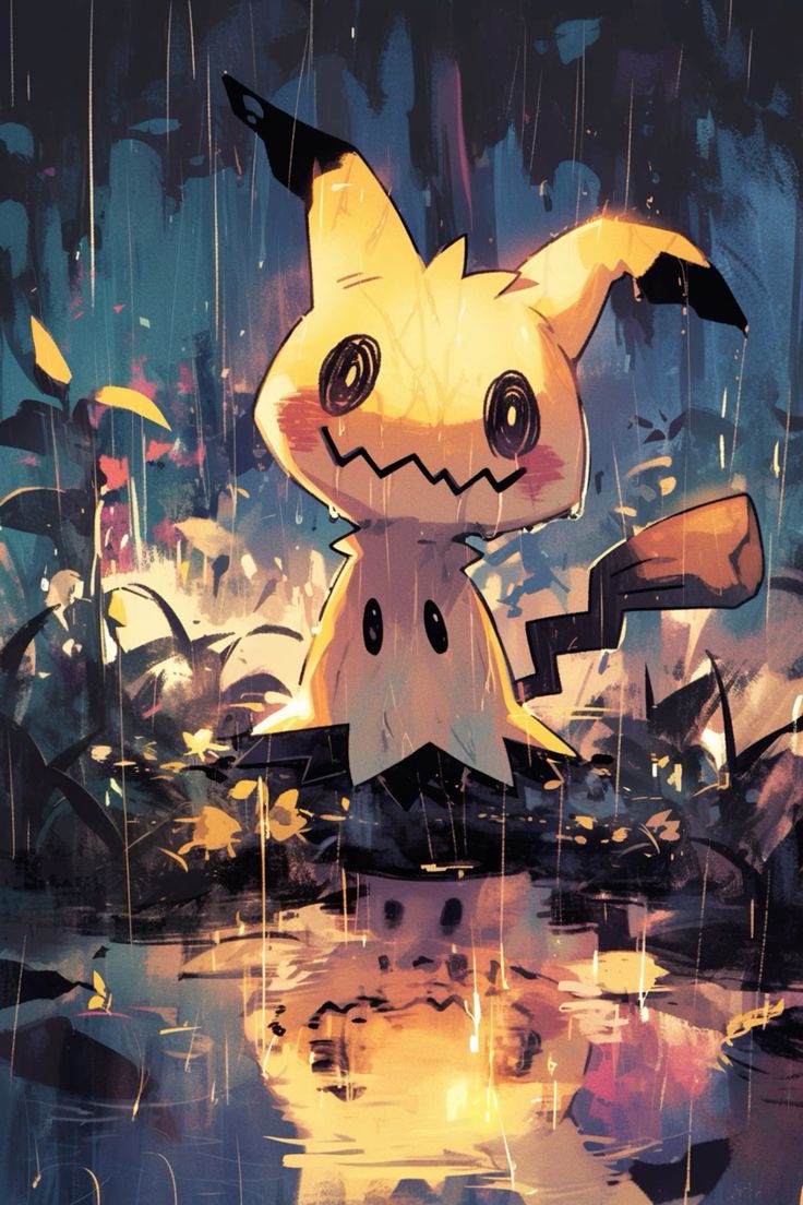 7 Stunning Pokemon Art Pieces That Will Make You Want to Catch 'Em All! - 3. Mimikyu in the Rain: A Hauntingly Beautiful Scene