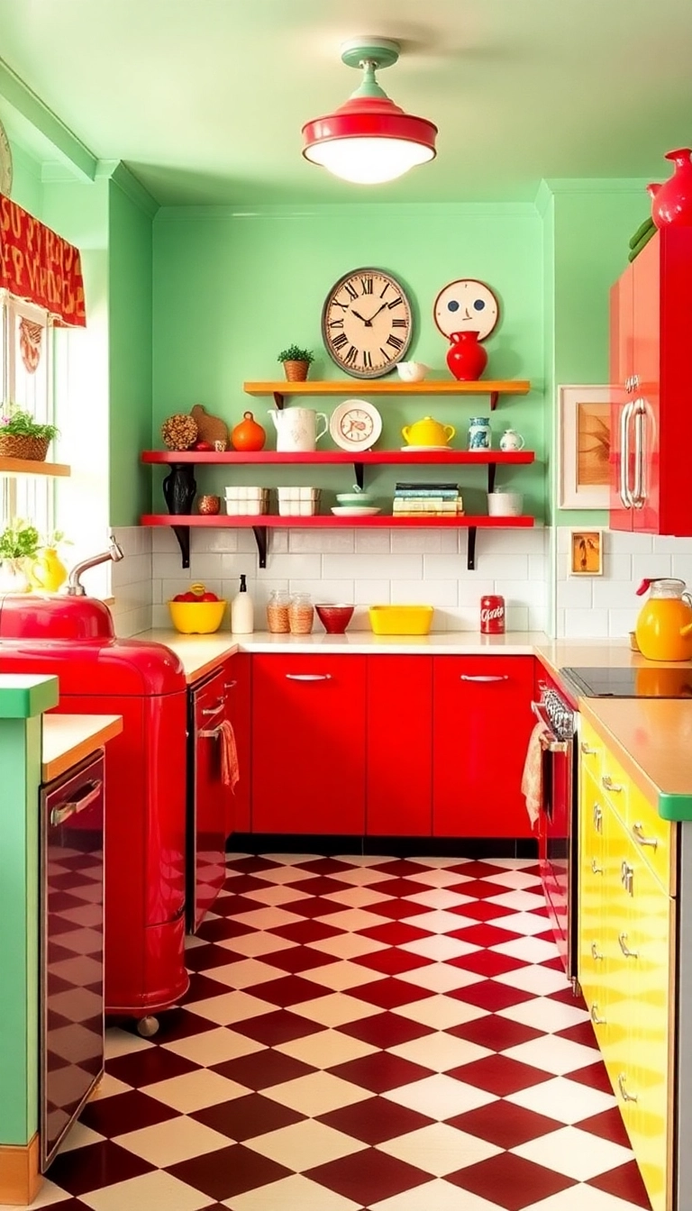 20 Vibrant Kitchen Color Palettes That Will Make You Smile Every Time You Cook! - 10. Retro Vibes