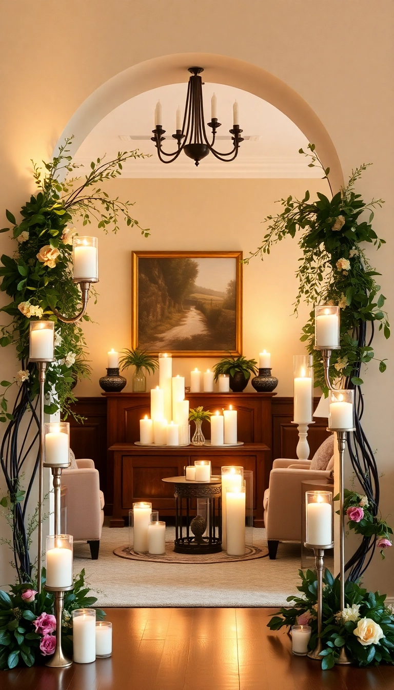 21 Stunning Christmas Archway Decor Ideas to Transform Your Indoor Space (You Won't Believe #14!) - 19. Elegant Candle Arrangement