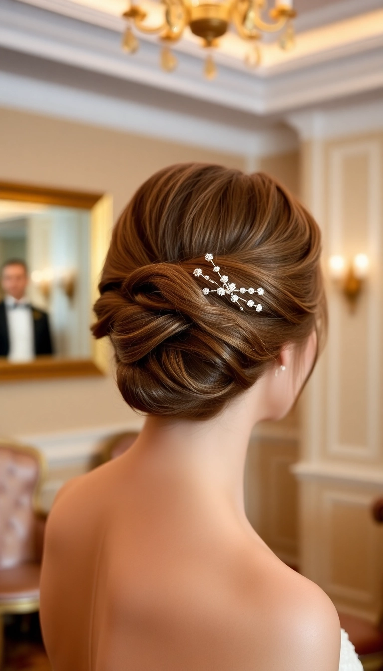 25 Romantic Wedding Hairstyles That Will Make Your Heart Melt (Especially #12!) - 19. Twisted and Pinned Updo