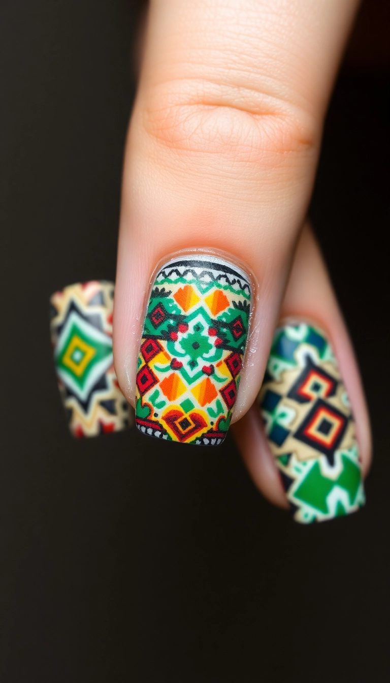 25 Mexican Style Nail Designs That Will Make You the Star of Every Fiesta! - 8. Traditional Patterns