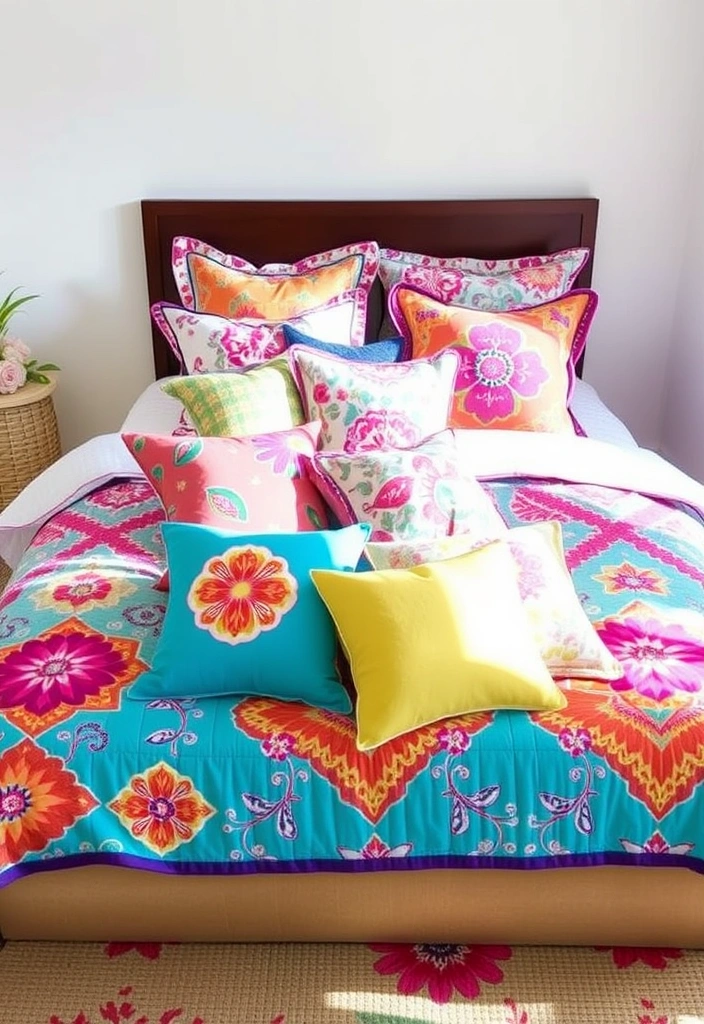 21 Stunning Bedroom Makeovers Under $100 (Wait Until You See #7!) - 10. Colorful Bedding