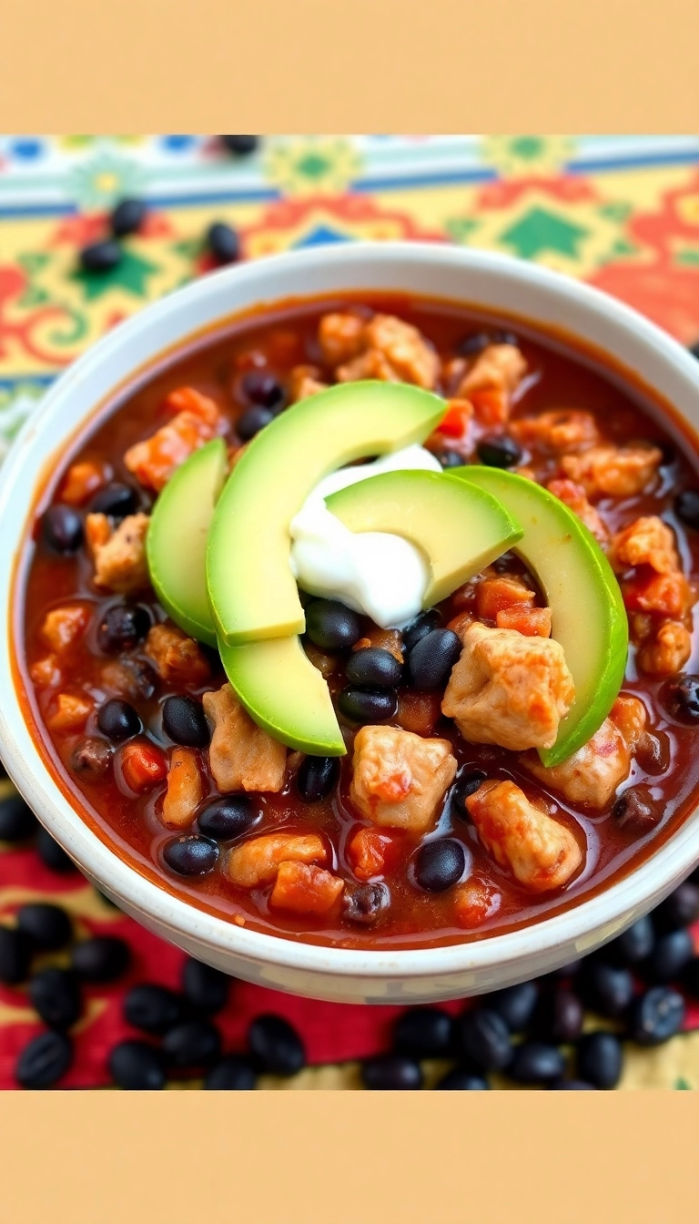 30 Mind-Blowing Crockpot White Chicken Chili Recipes You Need to Try Tonight! - 13. Hearty Chicken Chili with Black Beans