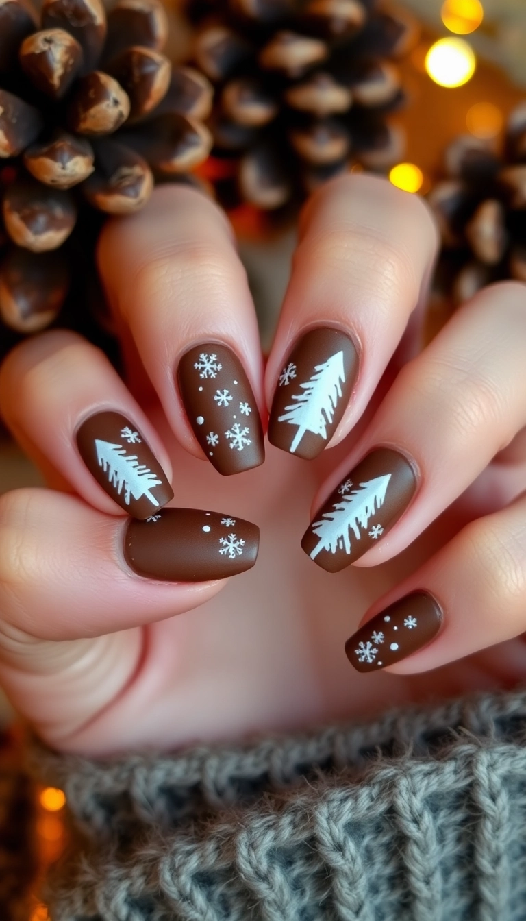 25 Stunning Christmas Nail Designs That Will Make You the Star of the Holiday Party! - 10. Rustic Holiday Vibes