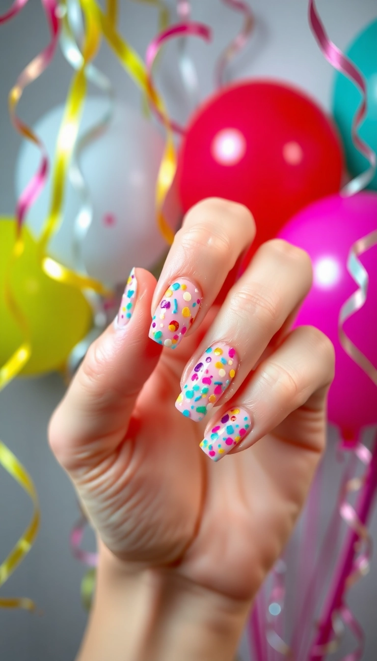 20 Fun New Year Themed Nails Designs That Will Kickstart Your Celebration! - 8. Confetti Celebration