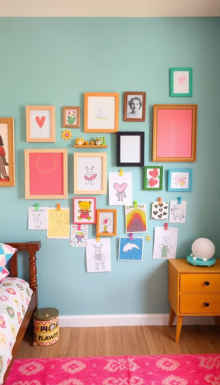 How to Design a Cozy Kids Boho Bedroom: 7 Simple Tips - 4. Create a Unique Art Display