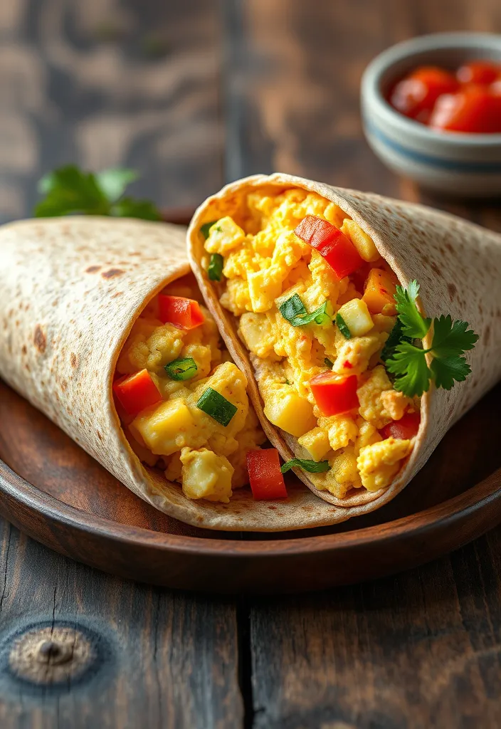 21 Quick and Healthy Meals You Can Make in Under 30 Minutes (Yum!) - 7. Egg and Veggie Breakfast Wrap