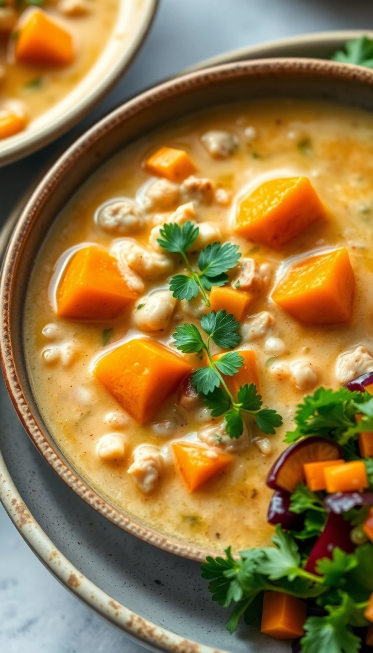 20 Creamy Chicken and Wild Rice Soup Ideas That Will Warm Your Soul! - 9. Creamy Chicken and Wild Rice Soup with Sweet Potatoes