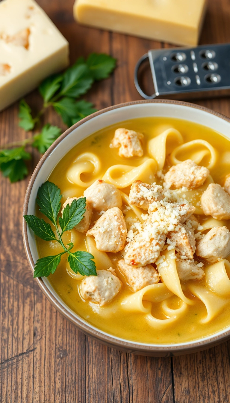 18 Chicken Noodle Soup with Rotisserie Ideas That'll Make Your Taste Buds Dance! - 11. Chicken Noodle Soup with Parmesan and Garlic