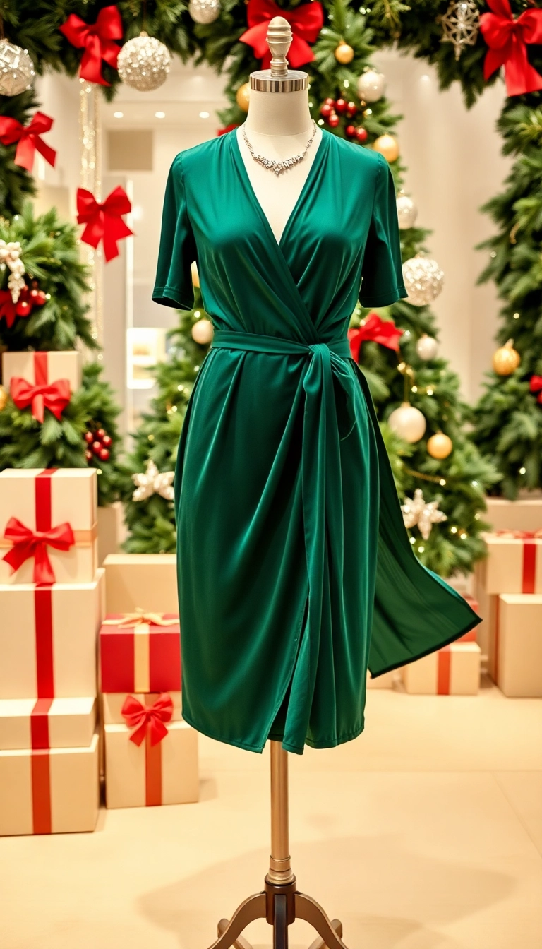 15 Festive Xmas Outfits for Women That'll Make You the Star of the Party! - 13. Timeless Wrap Dress