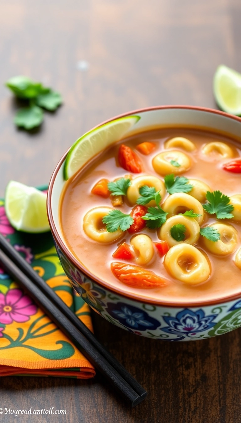 22 Chicken Tortellini Soup Ideas for a Cozy Night In (You Won't Want to Miss #10!) - 12. Thai-inspired Chicken Tortellini Soup