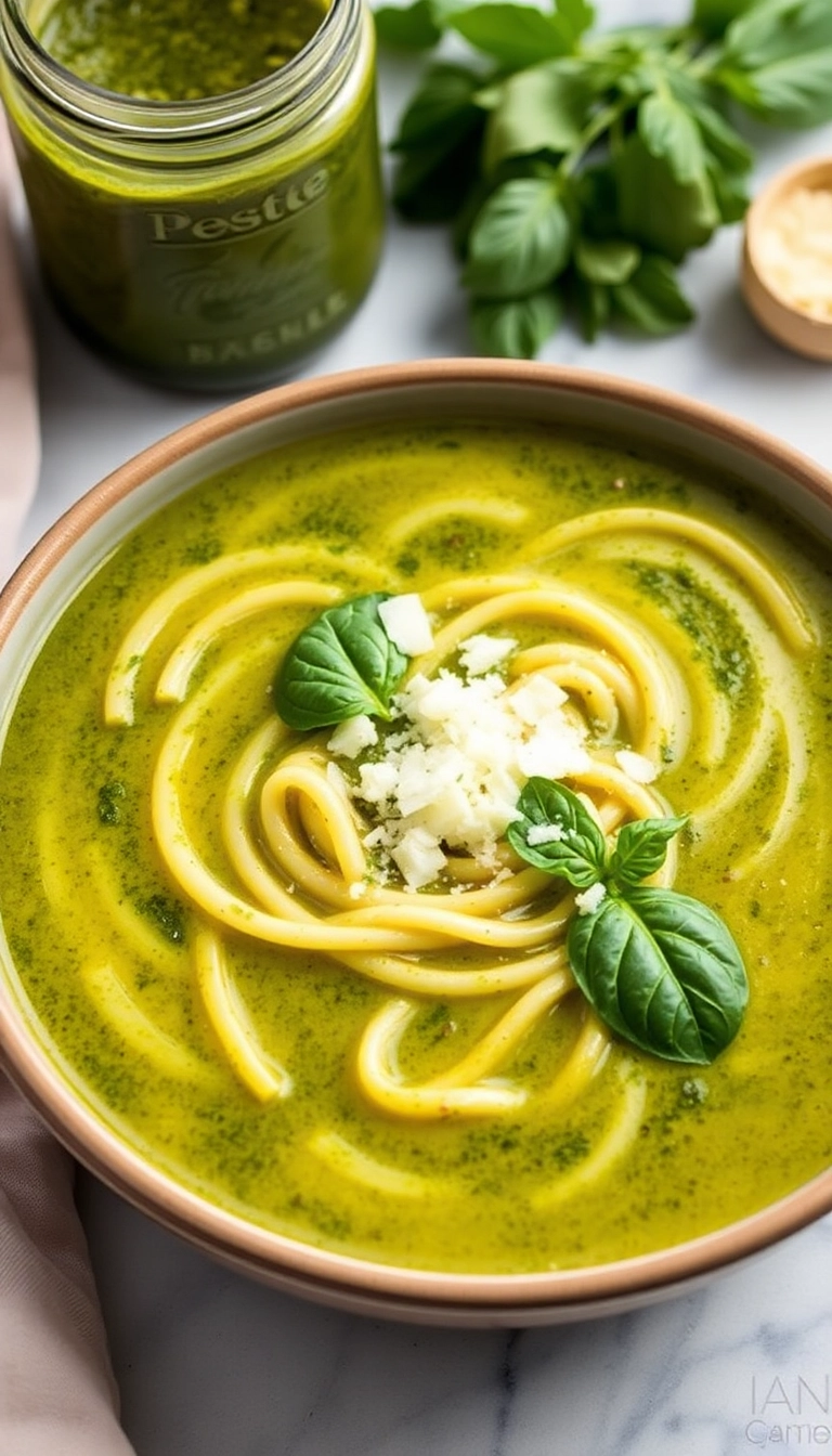 25 Mind-Blowing Chicken Noodle Soup Recipes You Need to Try Right Now! - 10. Pesto Chicken Noodle Soup