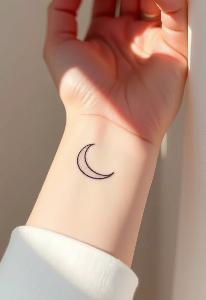 15 Stunning Moon Tattoo Designs That Will Inspire Your Next Ink Adventure! - 1. Minimalist Crescent Moon